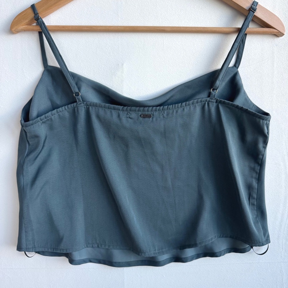 ONeill Womens Cowl Neck‎ Satin Camisole Top Dark Teal Small Adjustable Straps - Picture 2 of 7
